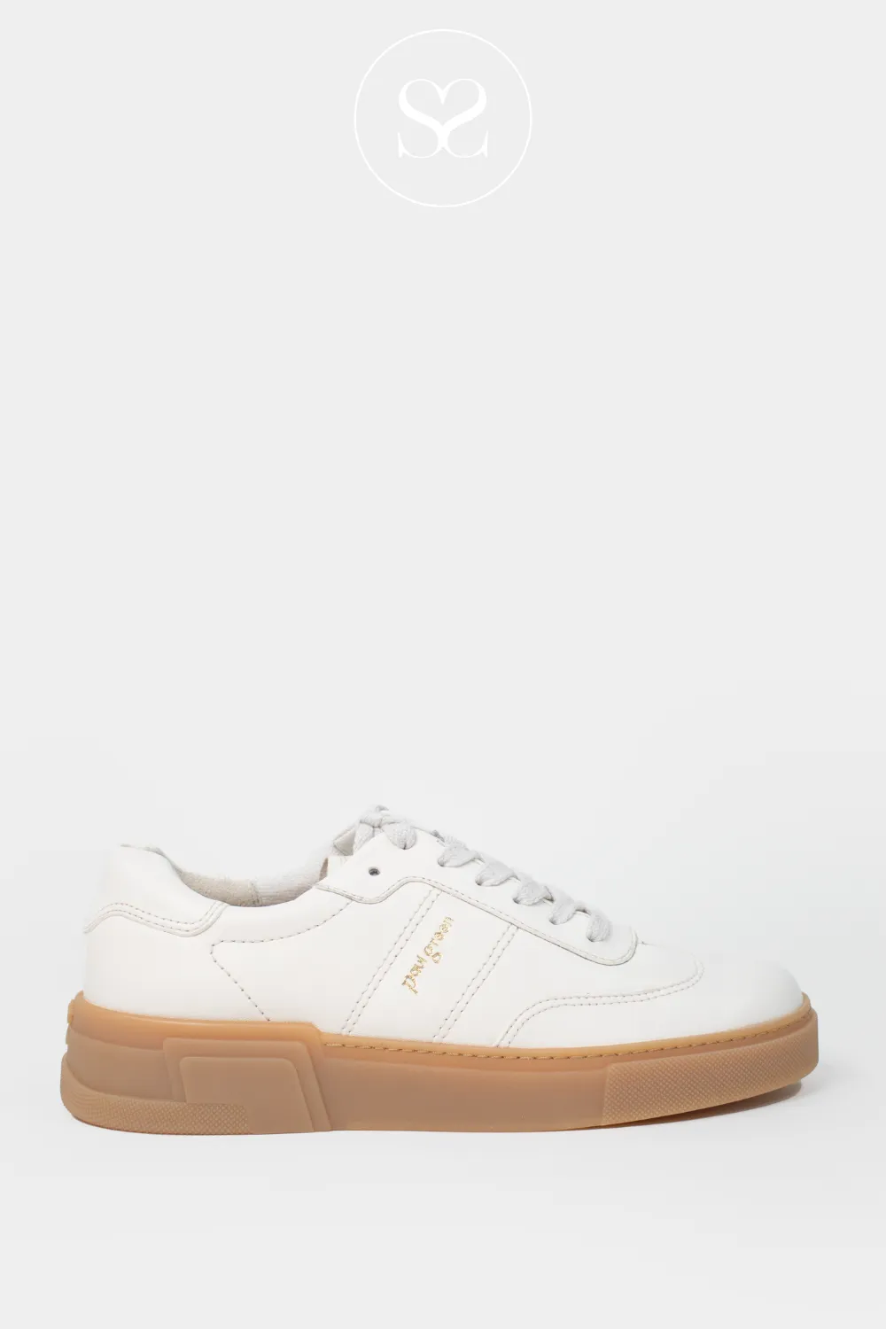 PAUL GREEN 5391 CREAM CHUNKY LEATHER TRAINERS