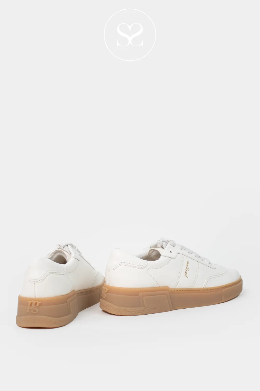 PAUL GREEN 5391 CREAM CHUNKY LEATHER TRAINERS