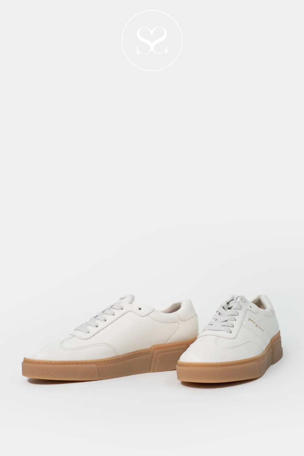 PAUL GREEN 5391 CREAM CHUNKY LEATHER TRAINERS