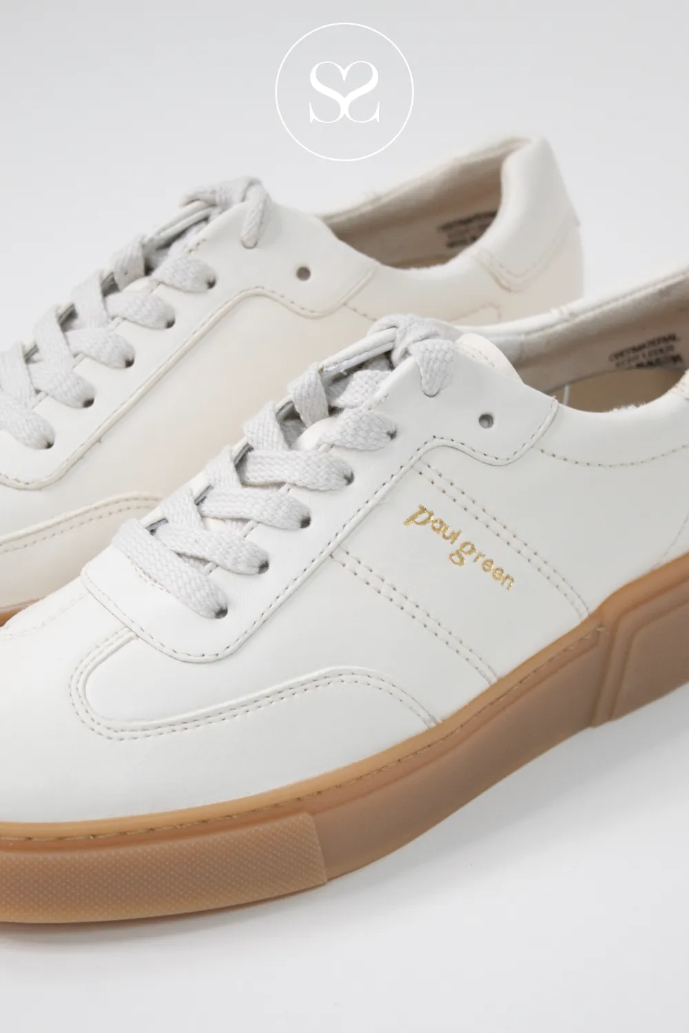 PAUL GREEN 5391 CREAM CHUNKY LEATHER TRAINERS