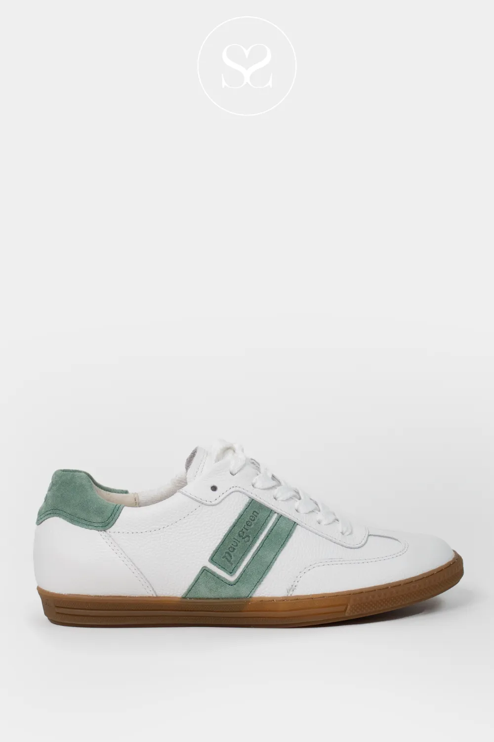 PAUL GREEN 5450 CREAM/APPLE GREEN LOW PROFILE TRAINERS