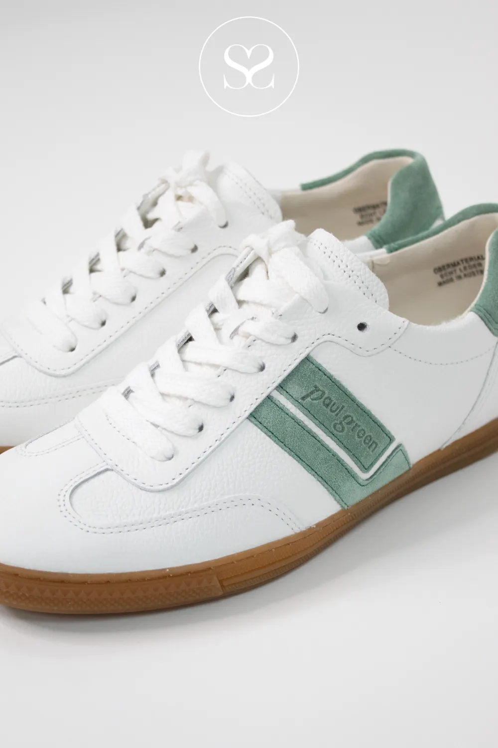 PAUL GREEN 5450 CREAM/APPLE GREEN LOW PROFILE TRAINERS