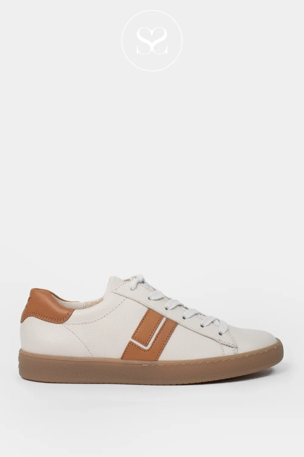 PAUL GREEN 5464 CREAM/TAN LEATHER LOW PROFILE TRAINERS