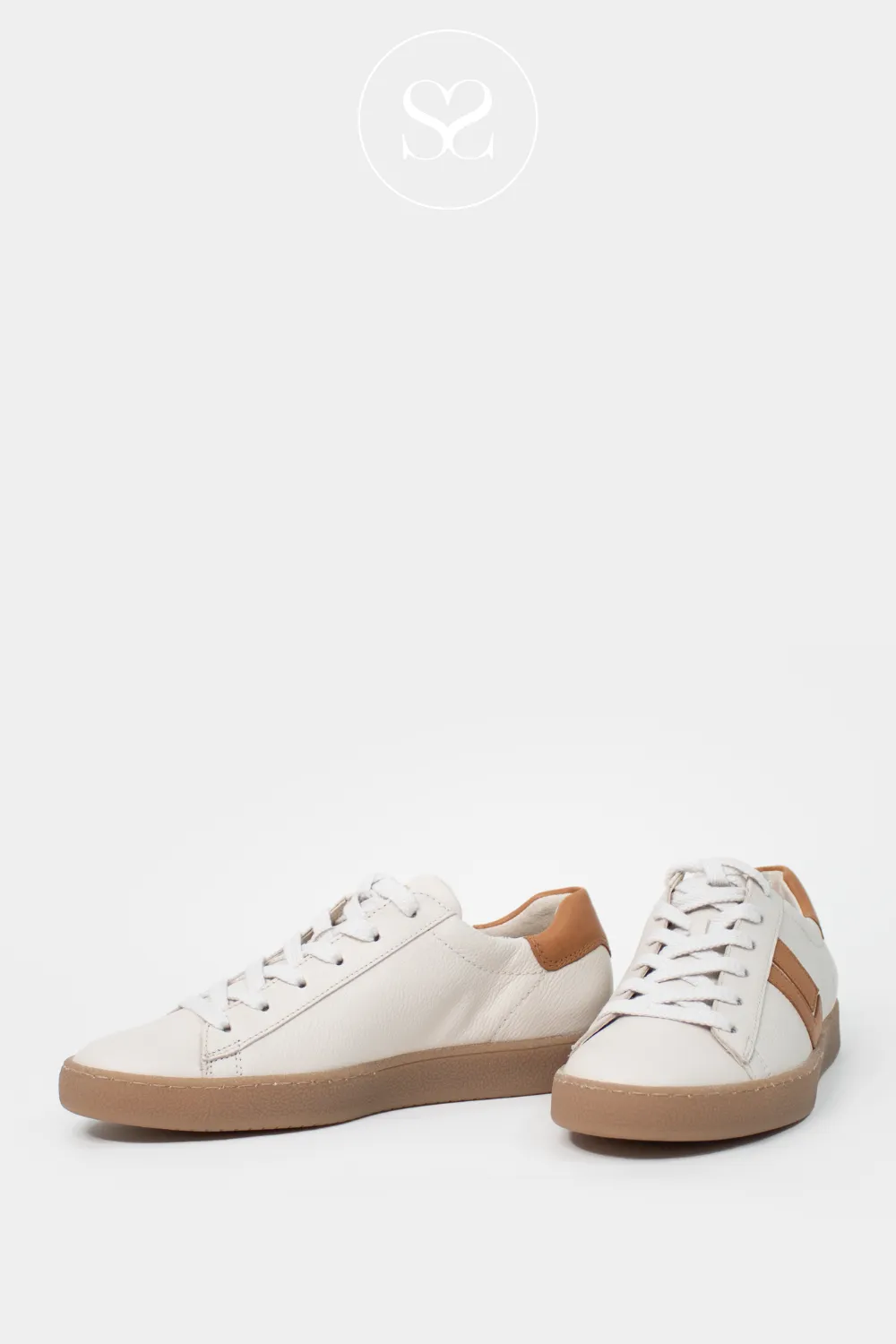 PAUL GREEN 5464 CREAM/TAN LEATHER LOW PROFILE TRAINERS