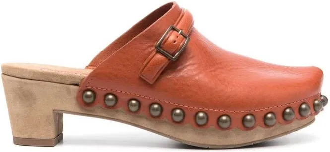 Pedro Garcia stud-embellishment leather mules Orange