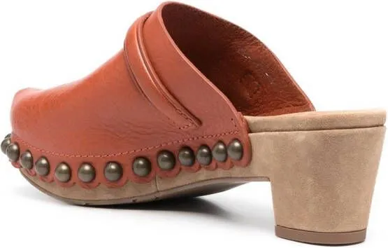 Pedro Garcia stud-embellishment leather mules Orange