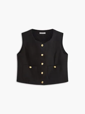 Pockets Golden Button Vest