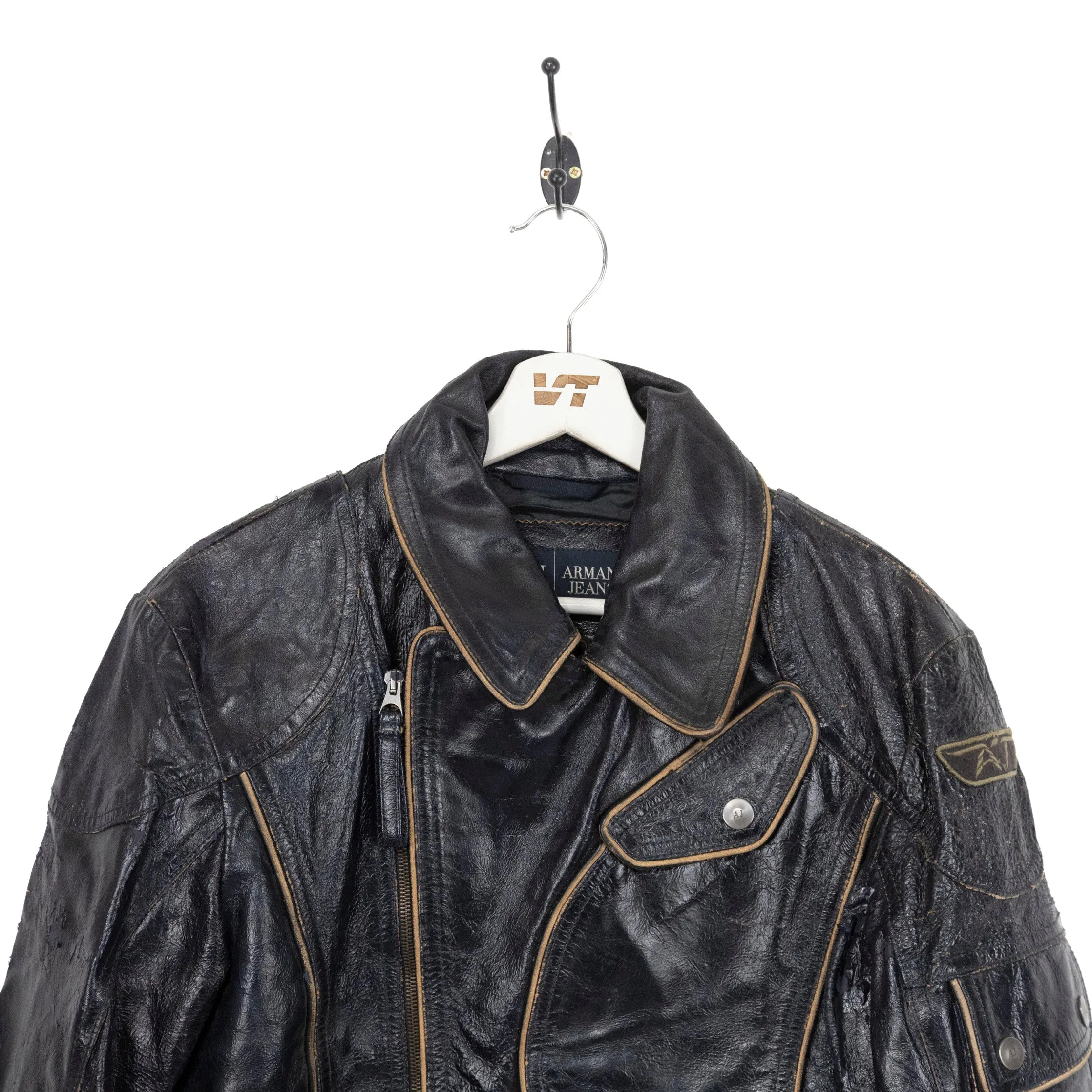 Rare Armani Distressed Leather Jacket