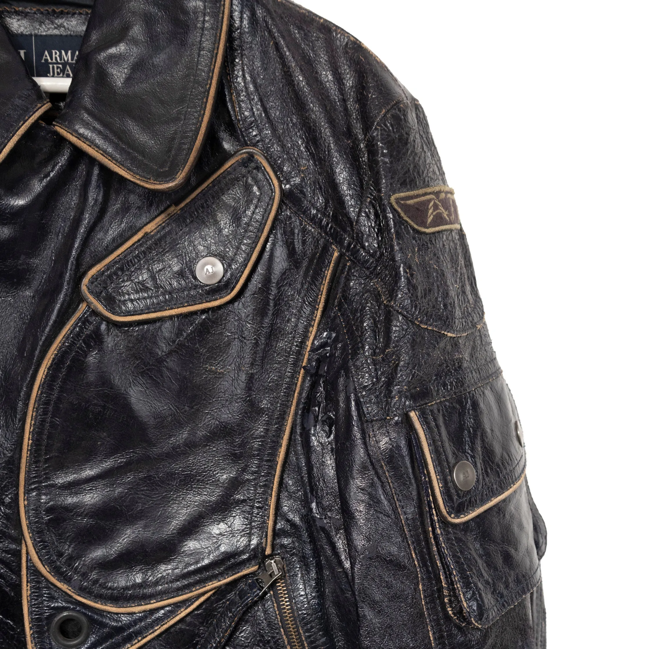 Rare Armani Distressed Leather Jacket