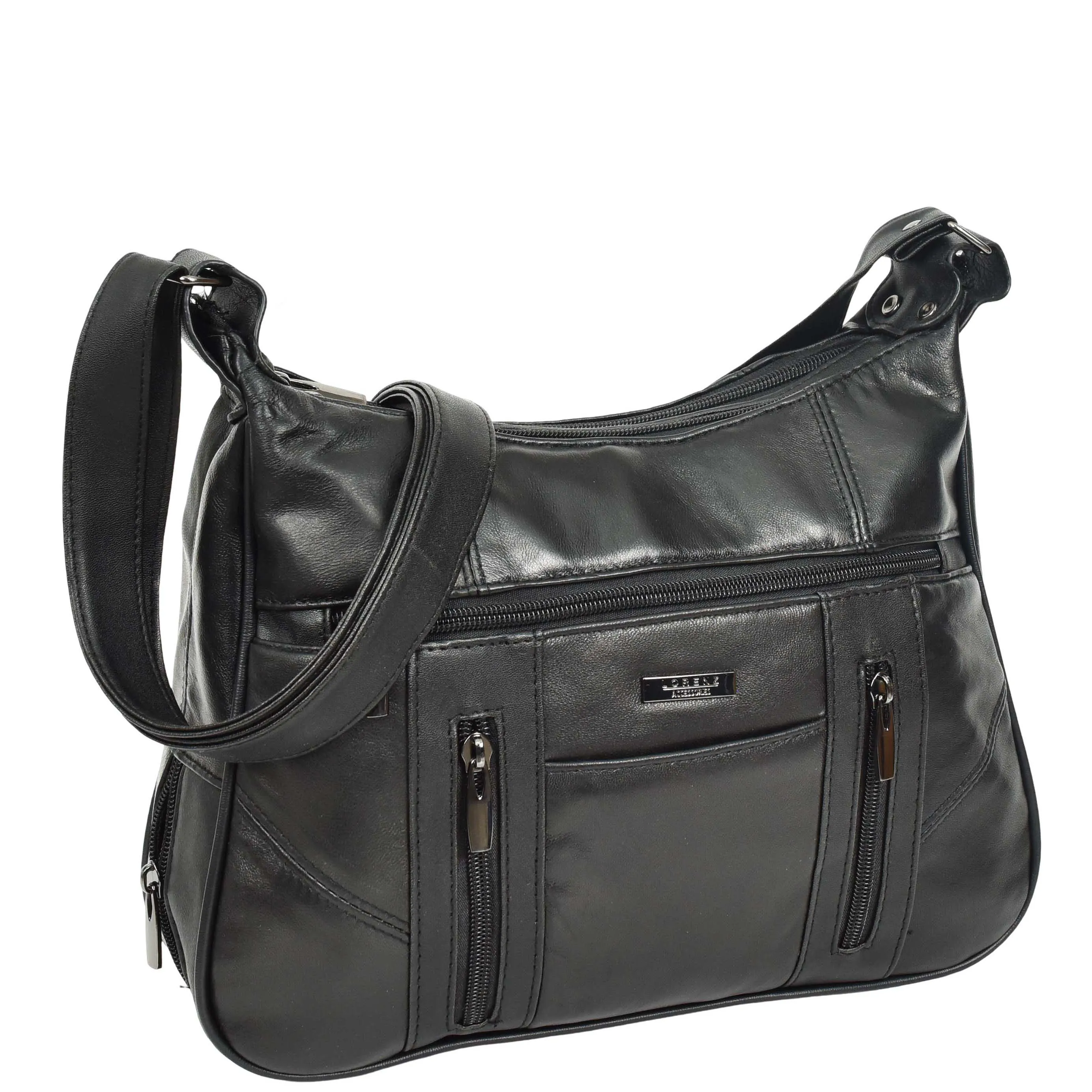 Real Leather Large Size Shoulder Bag Cross Body HOL0991 Black