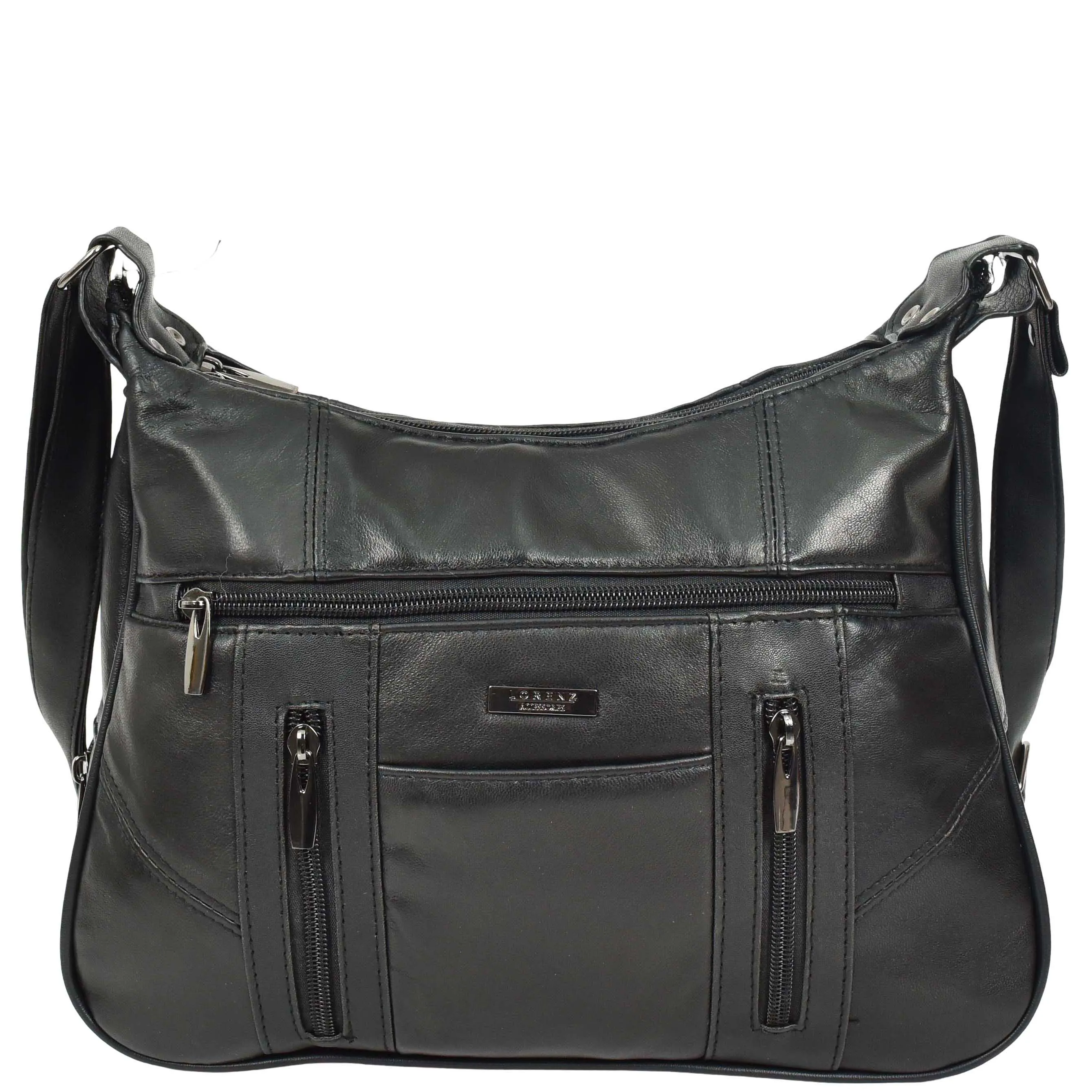 Real Leather Large Size Shoulder Bag Cross Body HOL0991 Black