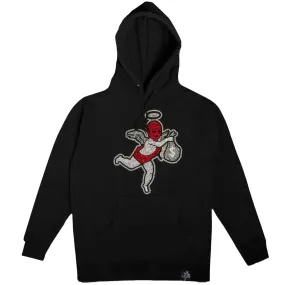 Rhinestone Red Ski Mask Angel Hoodie (Black)