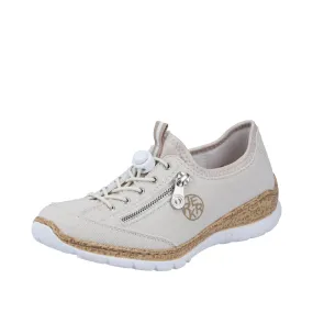 Rieker Cream Textile Slip On Trainers Chalk Women's