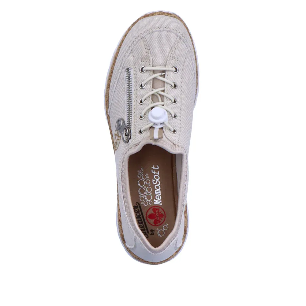 Rieker Cream Textile Slip On Trainers Chalk Women's