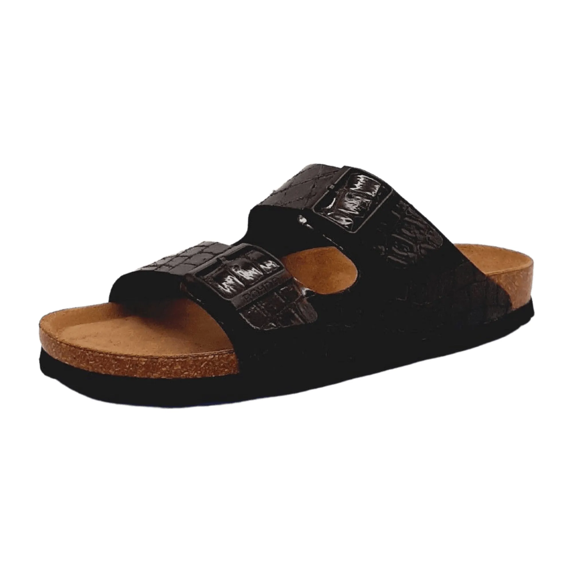 Rohde Classic Women's Black Slip-On Sandals with Buckle Spring Summer Leather