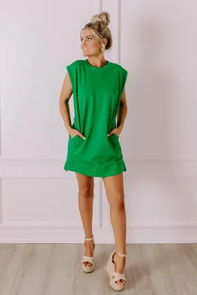 Sangria and Sandals T-Shirt Mini Dress in Kelly Green