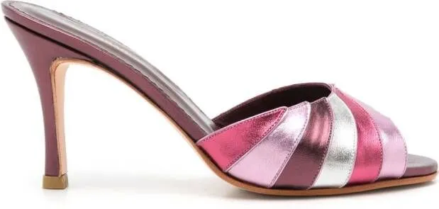 Sarah Chofakian Cocteau 75mm striped mules Purple