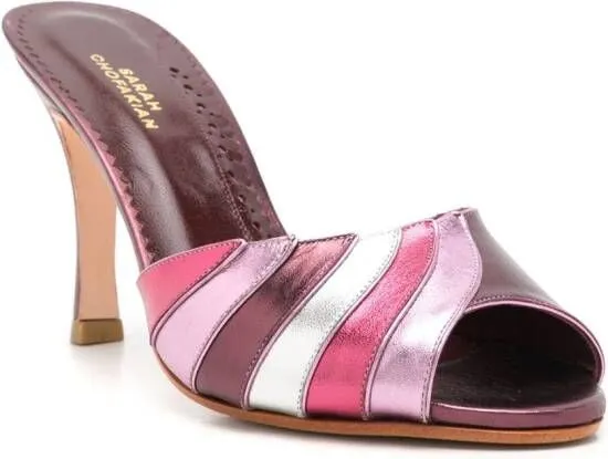 Sarah Chofakian Cocteau 75mm striped mules Purple