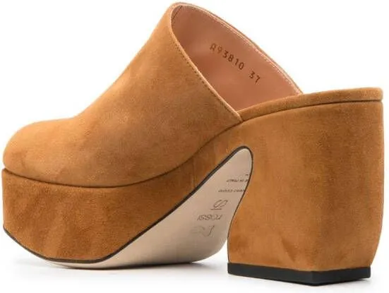 Sergio Rossi heeled leather suede mules Brown