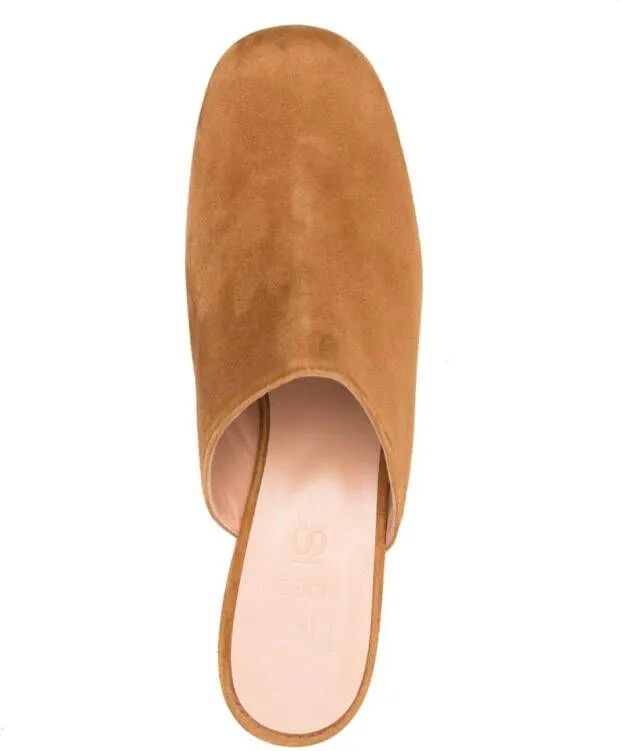 Sergio Rossi heeled leather suede mules Brown