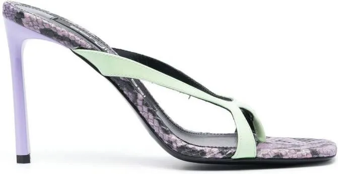 Sergio Rossi Sr Aracne 95mm snake-print mules Green