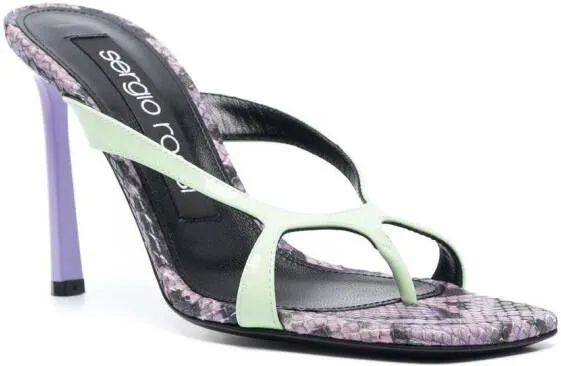 Sergio Rossi Sr Aracne 95mm snake-print mules Green