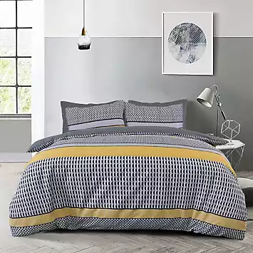 Sleepdown Stripe Geo Duvet Cover Set - Mono | Kaleidoscope