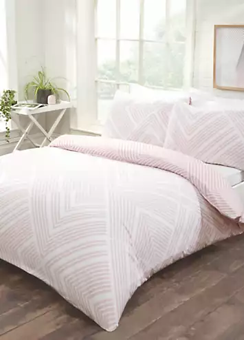 Sleepdown Striped Geometric Duvet Cover Set - Blush | Kaleidoscope