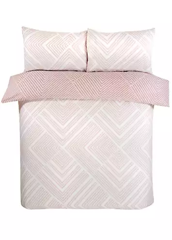 Sleepdown Striped Geometric Duvet Cover Set - Blush | Kaleidoscope