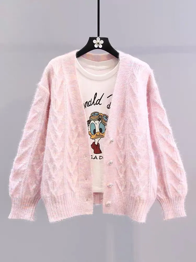 Small fresh and gentle style soft waxy sweater jacket for women autumn and winter 2023 new Japanese sweet loose knitted cardigan