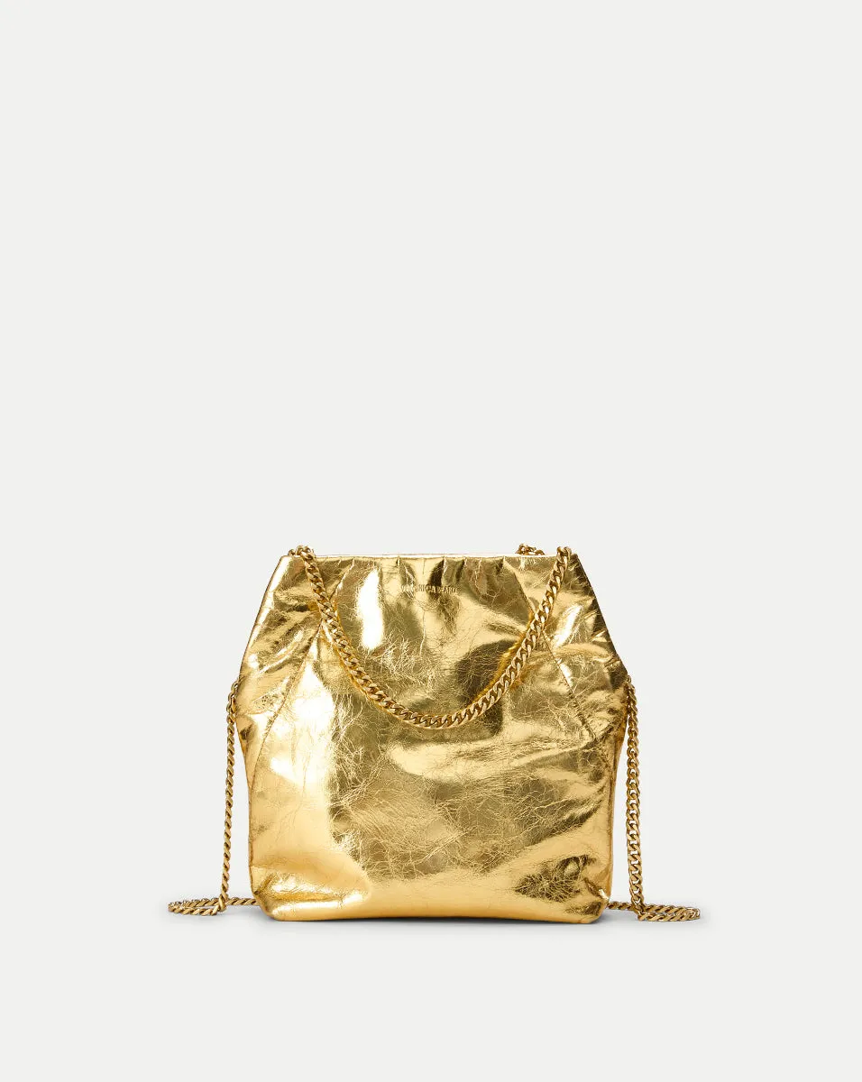 Small Metallic Veronica Beard Slouch Shoulder Bag