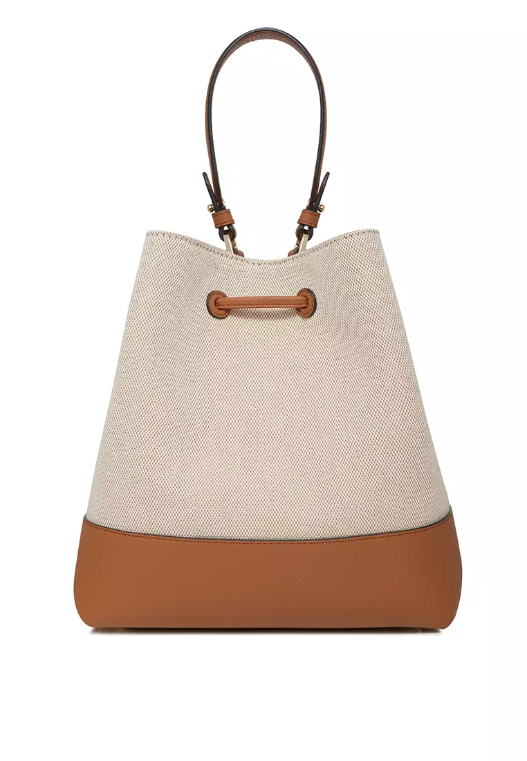 Strathberry OSETTE MIDI CROSSBODY BAG - ECRU TAN CANVAS/LEATHER