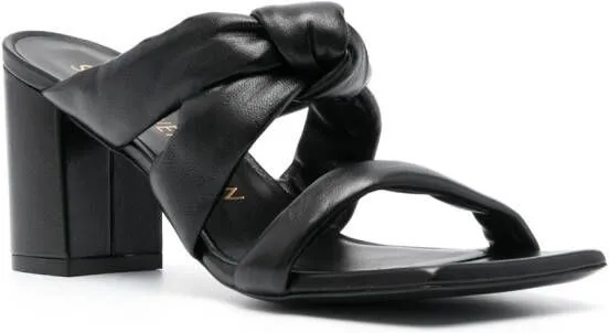 Stuart Weitzman 85mm knot-detail leather mules Black