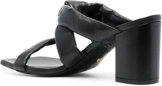 Stuart Weitzman 85mm knot-detail leather mules Black