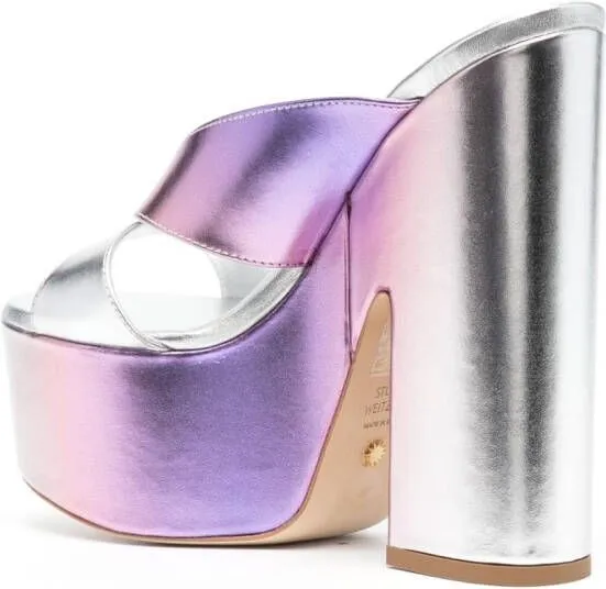 Stuart Weitzman open-toe 160mm metallic mules Purple