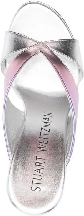 Stuart Weitzman open-toe 160mm metallic mules Purple