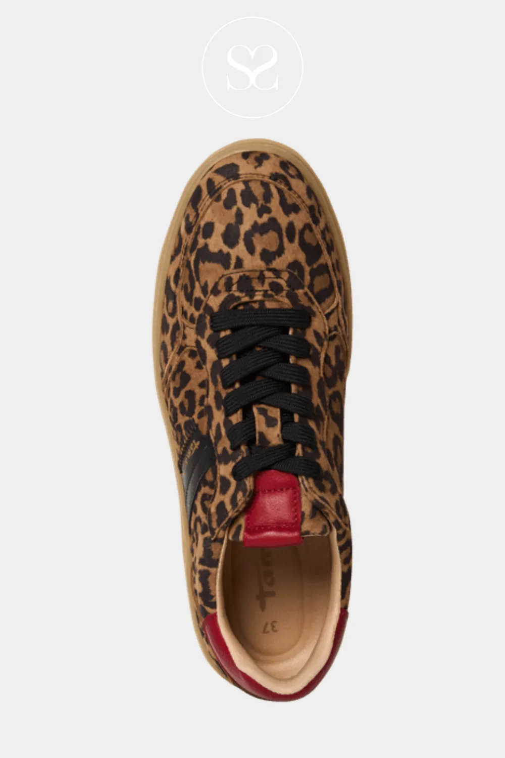 TAMARIS 1-23783-43 LEATHER LEOPARD CHUNKY FLATFORM TRAINERS