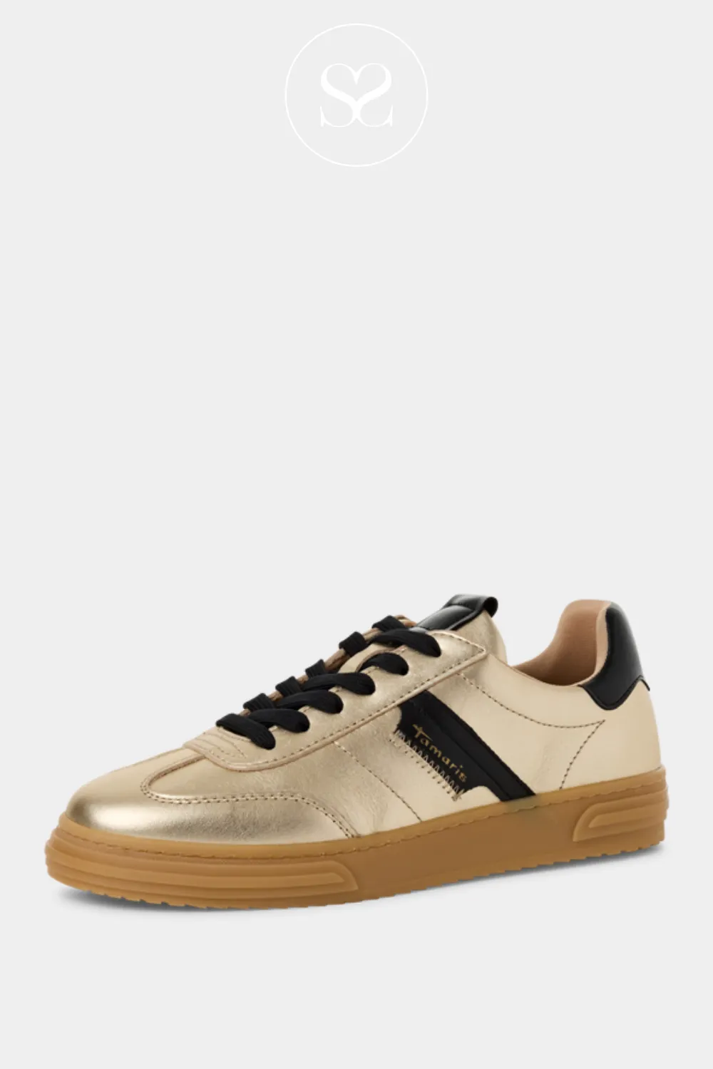 TAMARIS 1-23788-42 GOLD LEATHER SPORTY TRAINERS