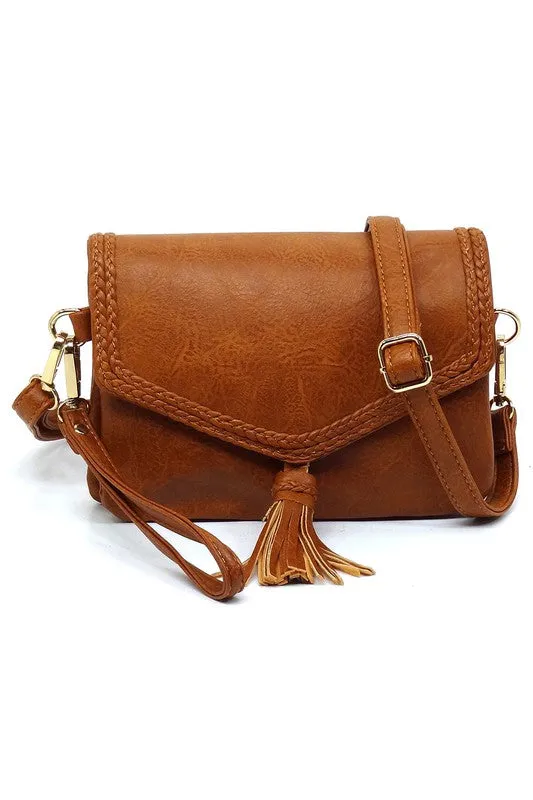 Tassel Flap Envelope Clutch Crossbody Bag