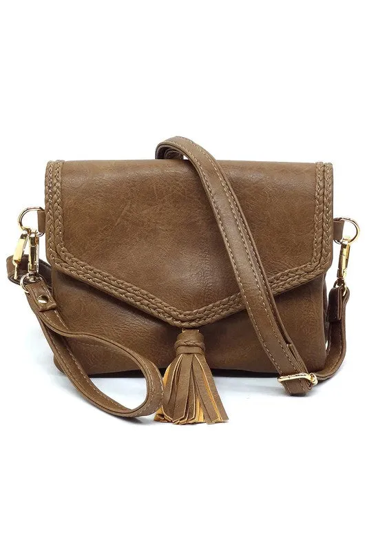 Tassel Flap Envelope Clutch Crossbody Bag