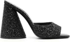 The Attico Luz 105mm glitter-embellished mules Black