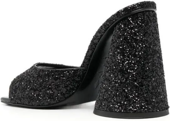 The Attico Luz 105mm glitter-embellished mules Black