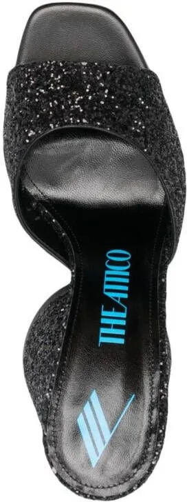 The Attico Luz 105mm glitter-embellished mules Black