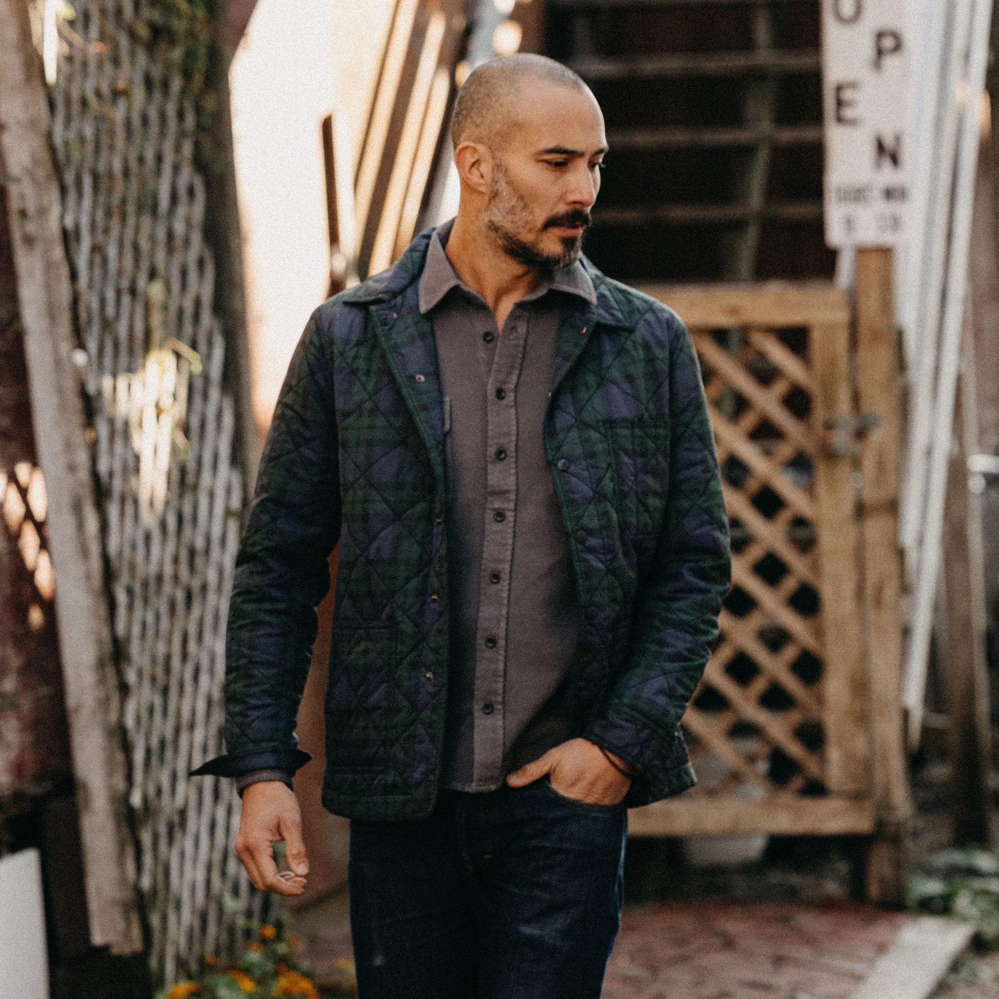 The Ojai Jacket in Blackwatch Plaid Diamond Quilt