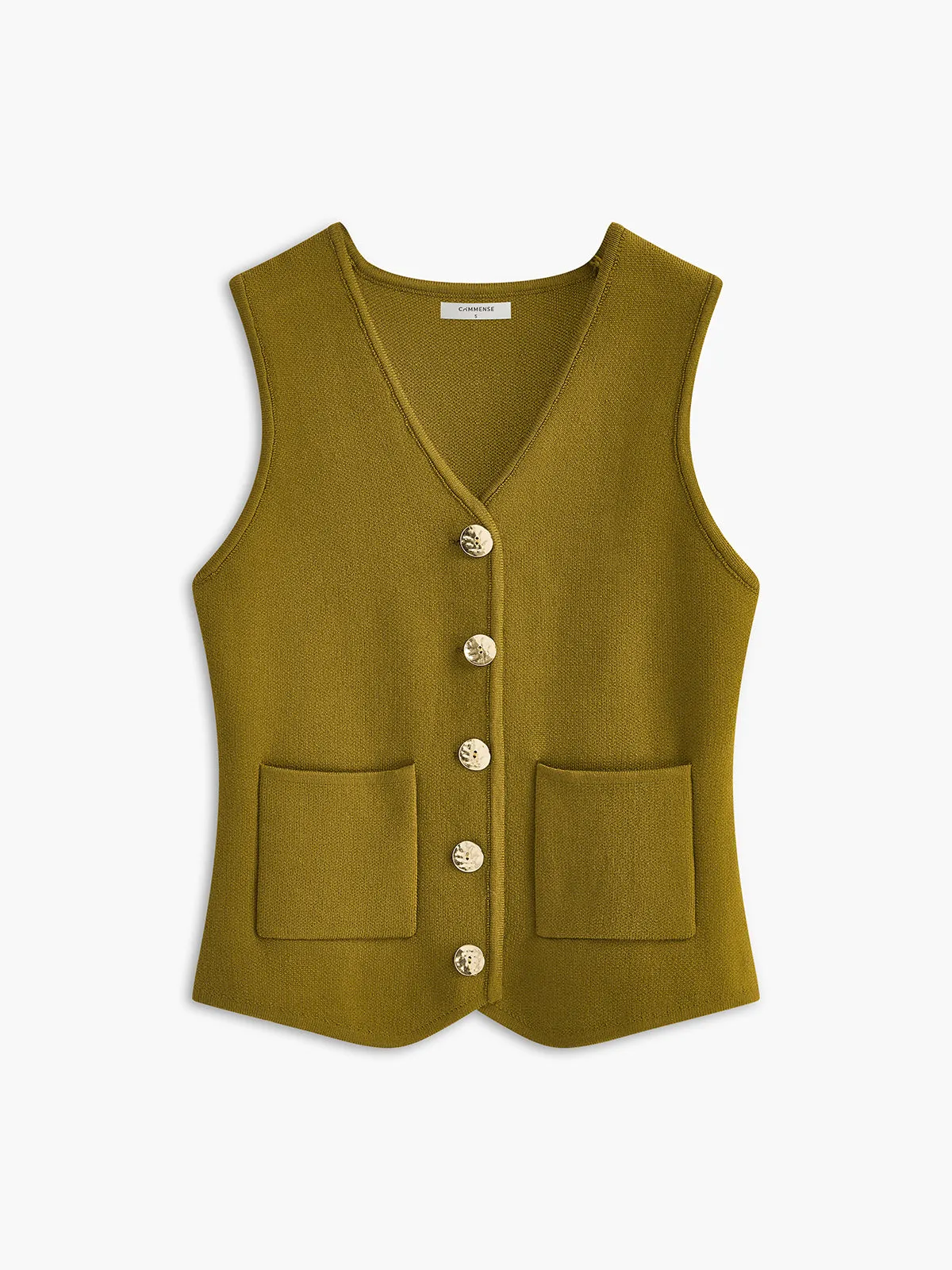 V-Neck Metal-Breasted Jersey Vest