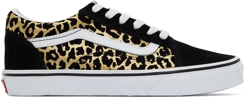 Vans Kids Black & Gold Leopard Old Skool Big Kids Sneakers