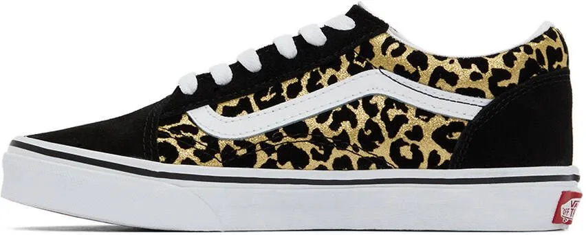 Vans Kids Black & Gold Leopard Old Skool Big Kids Sneakers