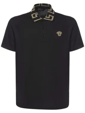 Versace   Greca lurex cotton piquet polo 