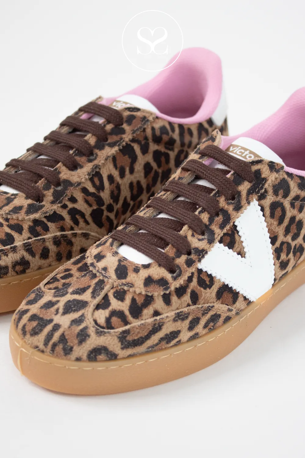 VICTORIA 1126205 SUEDE/LEATHER LEOPARD LOW PROFILE TRAINERS