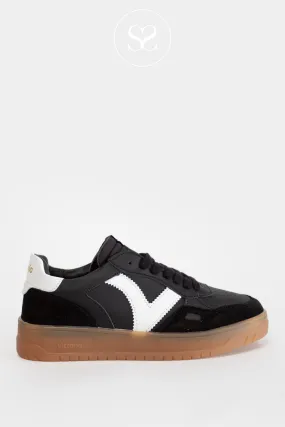 VICTORIA 1257126 BLACK LEATHER FLATFORM TRAINERS